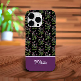 Bonito padrão floral roxo monograma