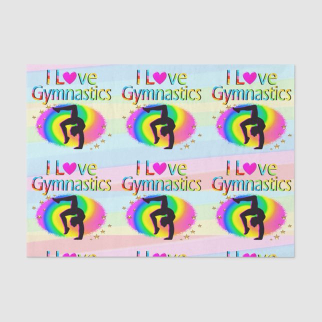 BONITO PAPEL DE TECIDOS DE GINÁSTICO EU AMO GINÁST (Frente )