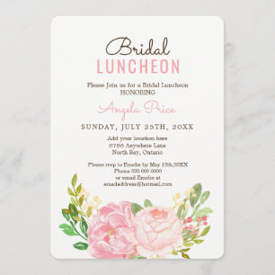 Bonito Pink Peony Bridal Lunchey Convites