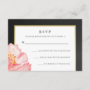 Bonito Pink Watercolor Peony e Chalkboard RSVP