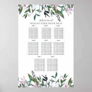 Bonito poster de flores silvestres de aquarela flo