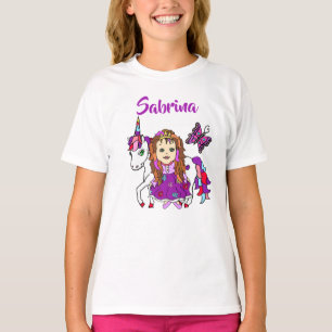 Bonito Princesa e Camisa Personalizada do Unicórni