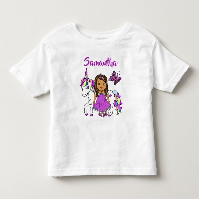 Bonito Princesa e Camisa Personalizada do Unicórni (Frente)