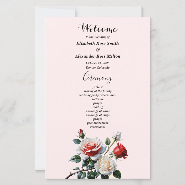 Bonito programa de casamento de rosas vermelhas br (Frente)