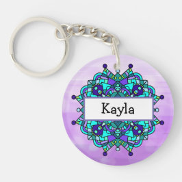 Bonito Purple e Blue Mandala Chaveiro