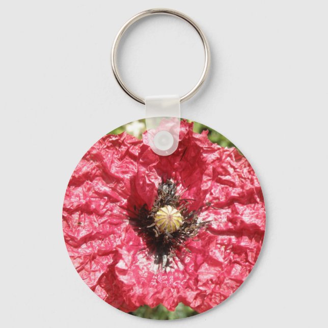 Bonito Red Poppy Flower Macro Chaveiro (Frente)