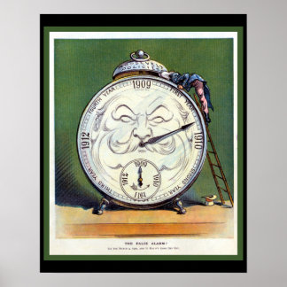 Bonito Relógio Vintage Poster 1909 Humor Político