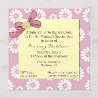 Bonito rosa Daisies Baby Girl Convite