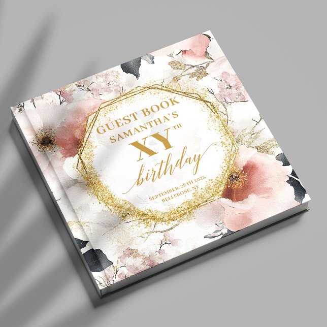 Bonito Rosa Dourado Todo Livro de Convidados de An (Delightful Dusty Pink Gold All Birthday Guest Book)