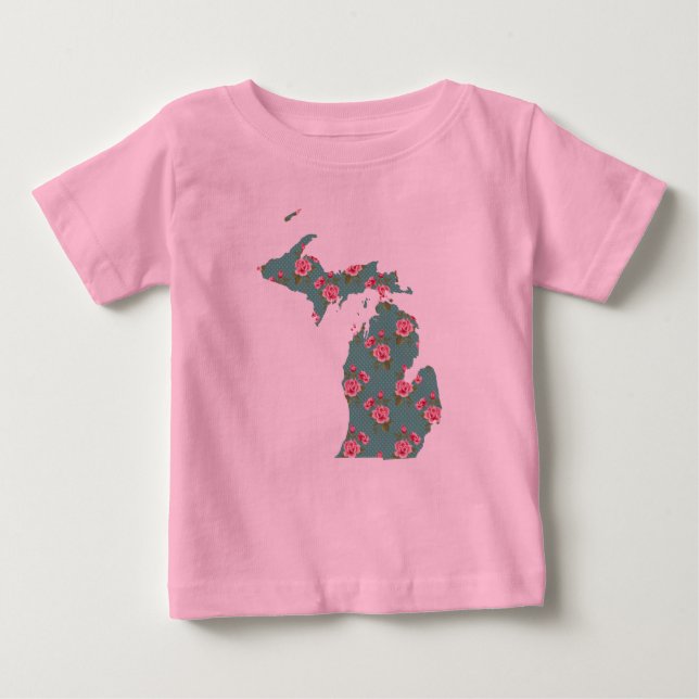 Bonito Rosas Rosa | Michigan T-Shirt | Michigan (Frente)