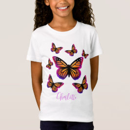 Bonito roxo cor-de-rosa-laranja borboletas T-Shirt