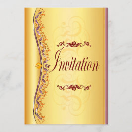 Bonito roxo e laranja em ouro Convite