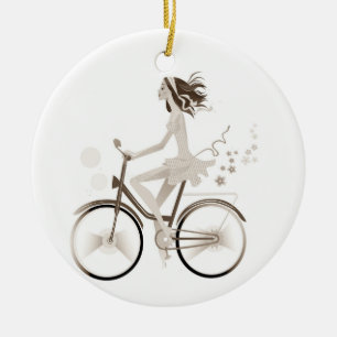 *BONITO SENHORA EM UM ENFEITES DE NATAL DE BIKE*