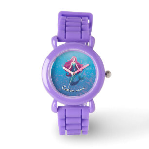 Bonito Sereia Personalizada Relógio para Meninas