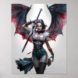 Bonito sexy Vampiro Guerreiro Poster de Arte