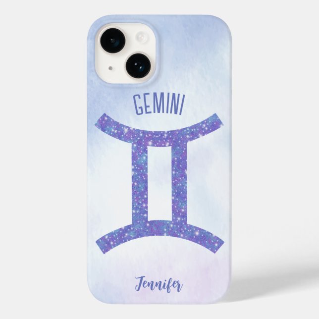 Bonito Símbolo de Astrologia Gemini Roxo Personali (Verso)