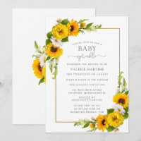 Bonito Sunflower Floral Baby Sprinkle Convite
