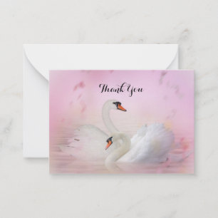 Bonito Swan No Cartões de agradecimentos Rosa