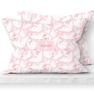 Bonito Swan Princesa Padrão Rosa Nome Monograma Ra