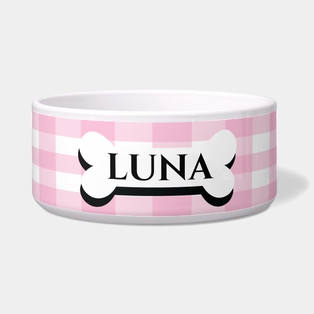 Bonito tigela de cão personalizada listrada (Frente)
