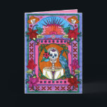 Bonito você cartão de aniversário - DD4<br><div class="desc">Esqueleto fêmea na parte dianteira com um gráfico do nascer do sol. Crânios no canto. Imagem bonita da reflexão para dentro.</div>