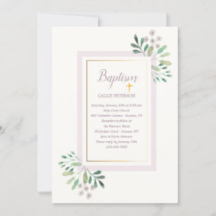 Bonito Watercolor Floral Baptism Convite