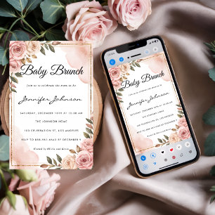 Bonito Watercolor Flowers Baby Brunch Invitation