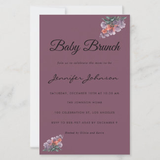 Bonito Watercolor Flowers Baby Brunch Invitation