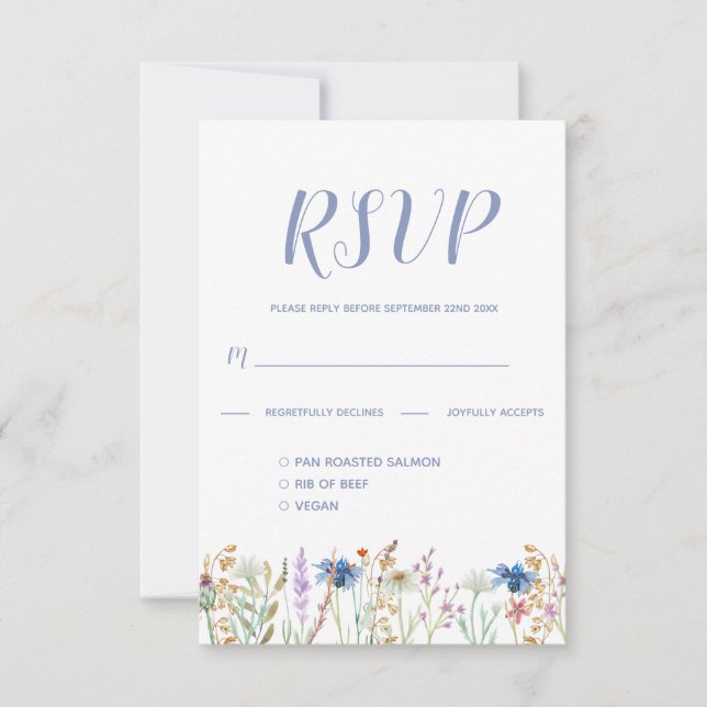 Bonito Watercolor Wildflower Wedding RSVP (Frente)