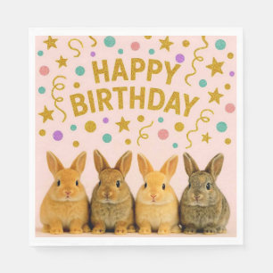 Bonitos guardanapos de aniversário de coelhos!