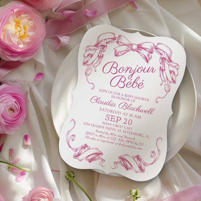Bonjour Bebe French Baby Shower Convite (Criador carregado)