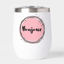 Bonjour em cor-de-rosa