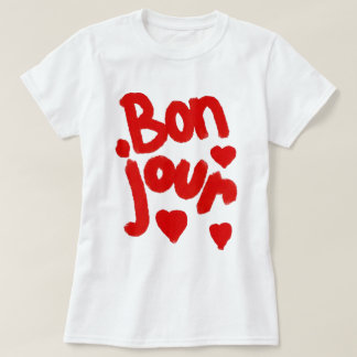 "Bonjour En Coeur", Camiseta Branca