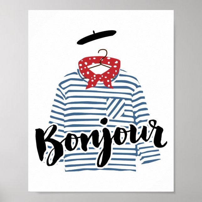 Bonjour, Impressão de camisa francesa listrada (Frente)