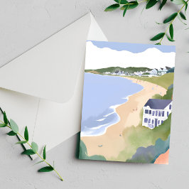 Bonnet Shores | Cartão de Aquarela da Praia de Rho