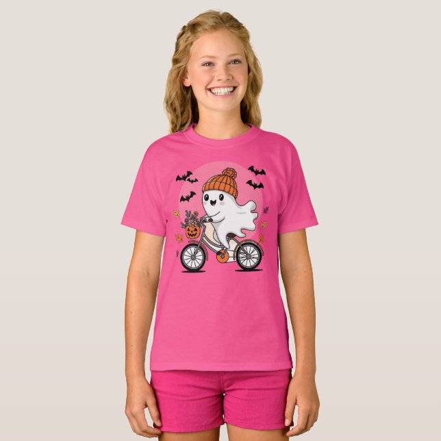 Boo Bike Camisa De Halloween Crianças (Frente Completa)