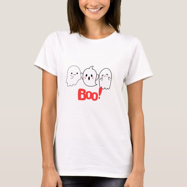Boo! Camiseta de Dia das Bruxas Divertida e Spooky (Frente)
