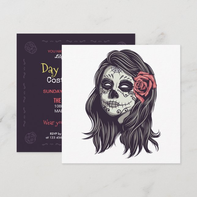 Boo Dia de los Muertos| Convite (Frente/Verso)