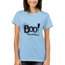 Boo! Feliz Camiseta das Mulheres de Halloween