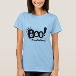 Boo! Feliz Camiseta das Mulheres de Halloween