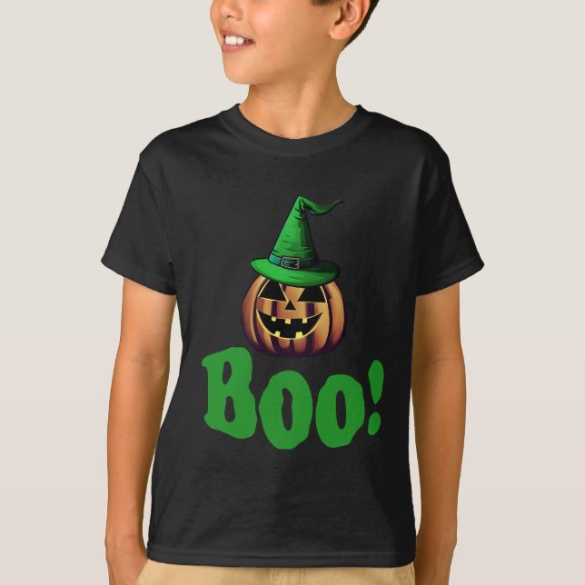 Boo Halloween Jack O Lanterna crianças T-Shirt (Frente)