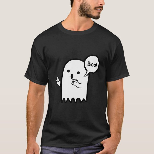 Boo! Mãos fantasmas segurando T-Shirt (Frente)