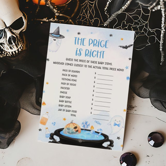 Boo-oy Halloween O Preço é o Jogo Certo (Blue Oh Sheet Baby Shower The Price is Right Game)