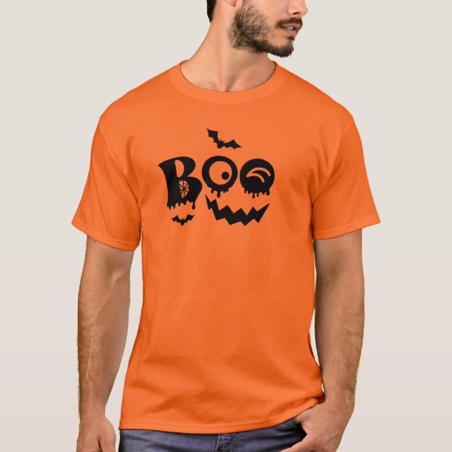 Boo Pumpkin Face Halloween T-Shirt Design (Frente)