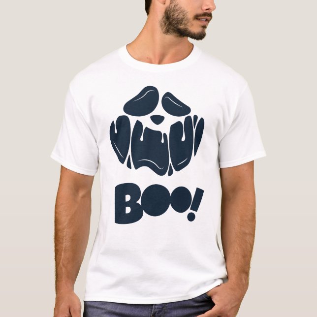 Boo Spooky Face Halloween para homens T-Shirt (Frente)