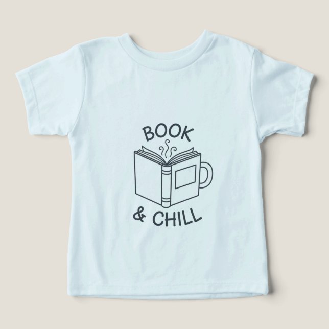 Book and Chill Minimal Line Art T-Shirt  (Design frontal)