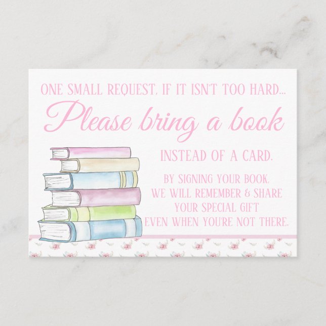Books em Watercolor Traz um Cartão de Livro (Frente)