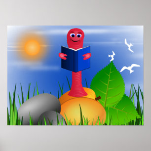 Bookworm de livro bonito divertido Poster Impressã