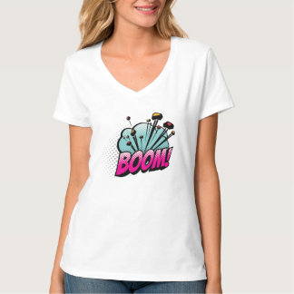 Boom Art Design, camiseta Básica do pescoço V