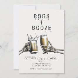 Boos + Booze Adultos Convite para o Dia das Bruxas